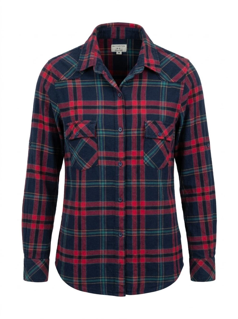Matchstick Blue Flannel Plaid Breathable Button-Up Shirt Women Size M